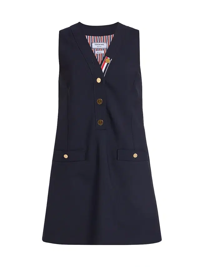 Women's V-Neck Wool Cardigan Minidress - Navy Women's V-Neck Wool Cardigan Minidress - Navy
