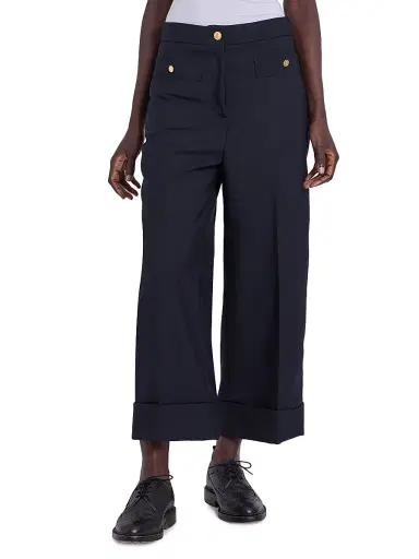 Thom Browne Women's Wool Cardigan-Style Pocket Trousers - Navy | Thumbnail 3 Thom Browne Women's Wool Cardigan-Style Pocket Trousers - Navy | Thumbnail 3