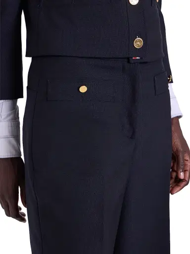 Thom Browne Women's Wool Cardigan-Style Pocket Trousers - Navy | Thumbnail 6 Thom Browne Women's Wool Cardigan-Style Pocket Trousers - Navy | Thumbnail 6
