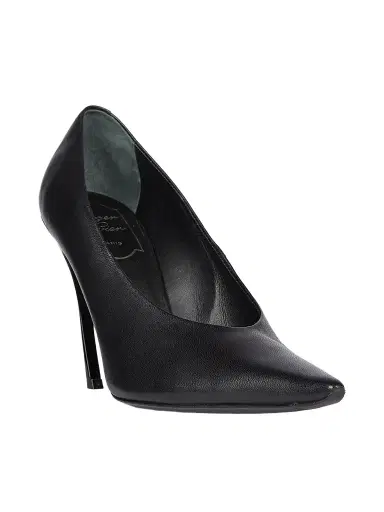 Roger Vivier Women's Choc Decollette 100MM Leather Curved-Heel Pumps - Nero | Thumbnail 2 Roger Vivier Women's Choc Decollette 100MM Leather Curved-Heel Pumps - Nero | Thumbnail 2