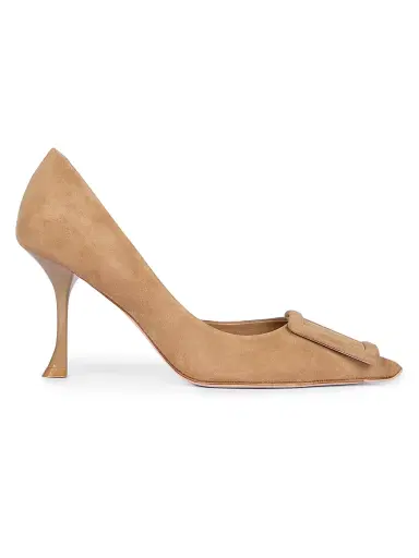 Roger Vivier Women's Viv Ville 85MM Suede D'Orsay Pumps - Tabacco Chiaro | Thumbnail 1 Roger Vivier Women's Viv Ville 85MM Suede D'Orsay Pumps - Tabacco Chiaro | Thumbnail 1