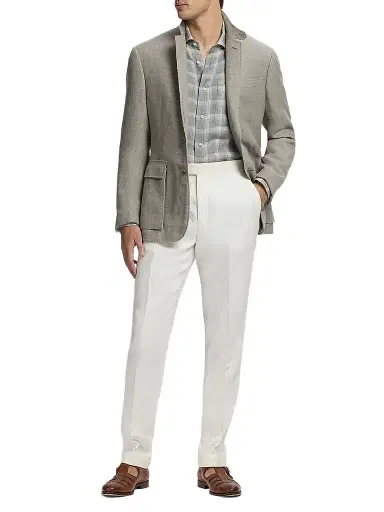 Ralph Lauren Purple Label Men's Textured Open Weave Single-Breasted Sport Coat - Pearl Grey Multi | Thumbnail 2 Ralph Lauren Purple Label Men's Textured Open Weave Single-Breasted Sport Coat - Pearl Grey Multi | Thumbnail 2