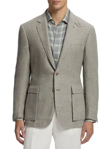 Ralph Lauren Purple Label Men's Textured Open Weave Single-Breasted Sport Coat - Pearl Grey Multi | Thumbnail 4 Ralph Lauren Purple Label Men's Textured Open Weave Single-Breasted Sport Coat - Pearl Grey Multi | Thumbnail 4