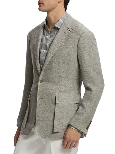 Ralph Lauren Purple Label Men's Textured Open Weave Single-Breasted Sport Coat - Pearl Grey Multi | Thumbnail 7 Ralph Lauren Purple Label Men's Textured Open Weave Single-Breasted Sport Coat - Pearl Grey Multi | Thumbnail 7