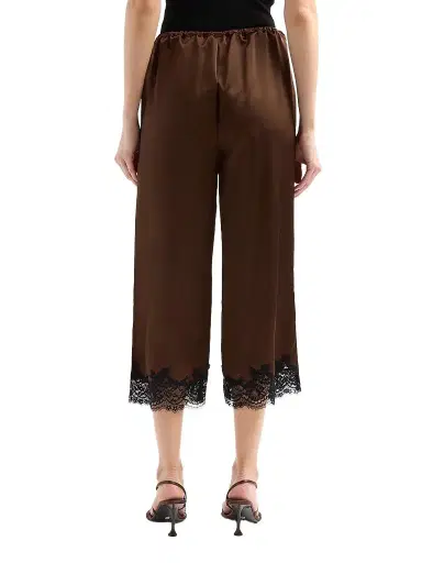 Design History Women's Magdalena Lace-Trim Satin Pants - Espresso | Thumbnail 3 Design History Women's Magdalena Lace-Trim Satin Pants - Espresso | Thumbnail 3