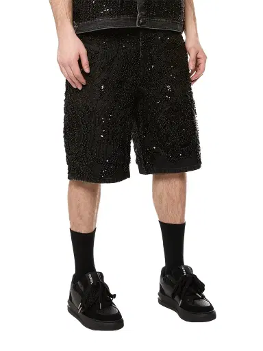 Purple Brand Men's Embellished Denim Shorts - Black - Size 40 | Thumbnail 5 Purple Brand Men's Embellished Denim Shorts - Black - Size 40 | Thumbnail 5