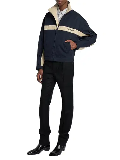 Saint Laurent Men's Jacket in Cotton - Navy Mastic | Thumbnail 2 Saint Laurent Men's Jacket in Cotton - Navy Mastic | Thumbnail 2