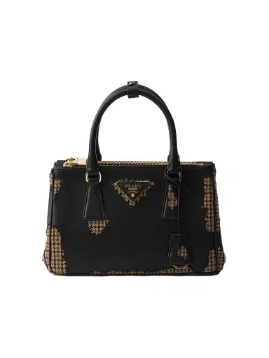 Prada Women's Galleria Large Nappa Leather and Wool Top Handle Bag | Thumbnail 1 Prada Women's Galleria Large Nappa Leather and Wool Top Handle Bag | Thumbnail 1