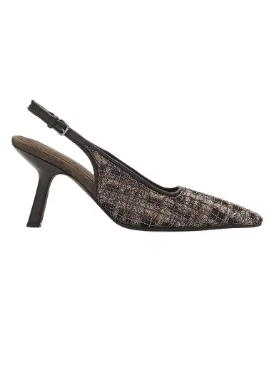 Brunello Cucinelli Women's Monili-Embroidered Check Slingback Pumps | Thumbnail 1 Brunello Cucinelli Women's Monili-Embroidered Check Slingback Pumps | Thumbnail 1