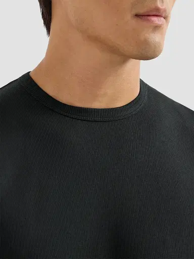 Brunello Cucinelli Men's Stretch Cotton and Modal Ribbed Jersey Crewneck T-Shirt - Black | Thumbnail 6 Brunello Cucinelli Men's Stretch Cotton and Modal Ribbed Jersey Crewneck T-Shirt - Black | Thumbnail 6