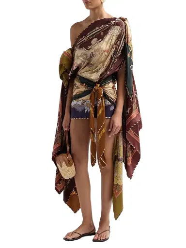 Zimmermann Women's Valiant Printed Silk Draped Scarf Mini Dress | Thumbnail 4 Zimmermann Women's Valiant Printed Silk Draped Scarf Mini Dress | Thumbnail 4