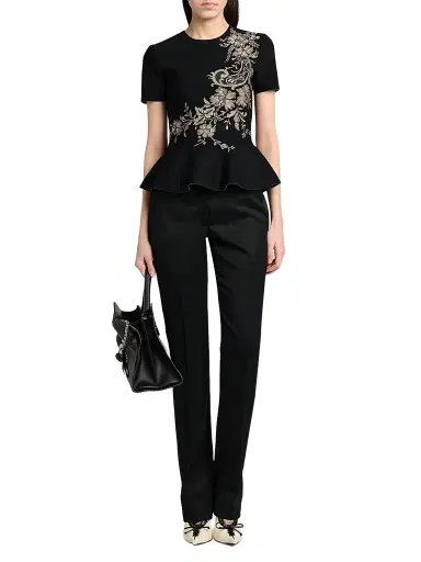 Alexander McQueen Women's Asymmetric Jacquard Peplum Top | Thumbnail 2 Alexander McQueen Women's Asymmetric Jacquard Peplum Top | Thumbnail 2