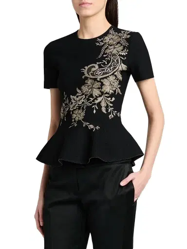 Alexander McQueen Women's Asymmetric Jacquard Peplum Top | Thumbnail 4 Alexander McQueen Women's Asymmetric Jacquard Peplum Top | Thumbnail 4