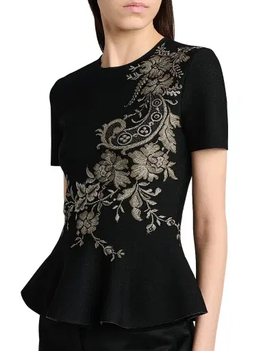 Alexander McQueen Women's Asymmetric Jacquard Peplum Top | Thumbnail 5 Alexander McQueen Women's Asymmetric Jacquard Peplum Top | Thumbnail 5