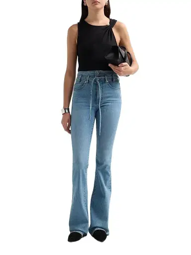 Veronica Beard Women's Beverly Stretch-Cotton Tie-Waist Flare Jeans | Thumbnail 2 Veronica Beard Women's Beverly Stretch-Cotton Tie-Waist Flare Jeans | Thumbnail 2