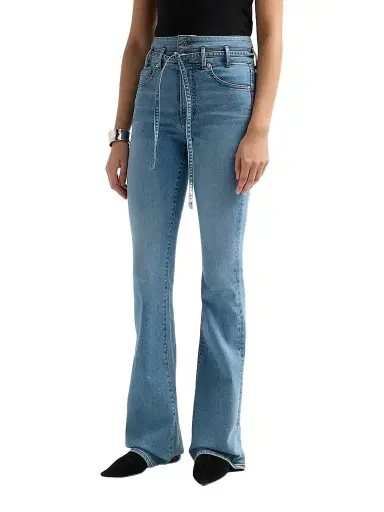 Veronica Beard Women's Beverly Stretch-Cotton Tie-Waist Flare Jeans | Thumbnail 4 Veronica Beard Women's Beverly Stretch-Cotton Tie-Waist Flare Jeans | Thumbnail 4