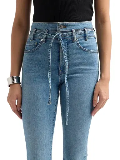 Veronica Beard Women's Beverly Stretch-Cotton Tie-Waist Flare Jeans | Thumbnail 5 Veronica Beard Women's Beverly Stretch-Cotton Tie-Waist Flare Jeans | Thumbnail 5