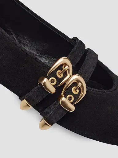Stuart Weitzman Women's Maven Suede Mary Janes - Black | Thumbnail 6 Stuart Weitzman Women's Maven Suede Mary Janes - Black | Thumbnail 6