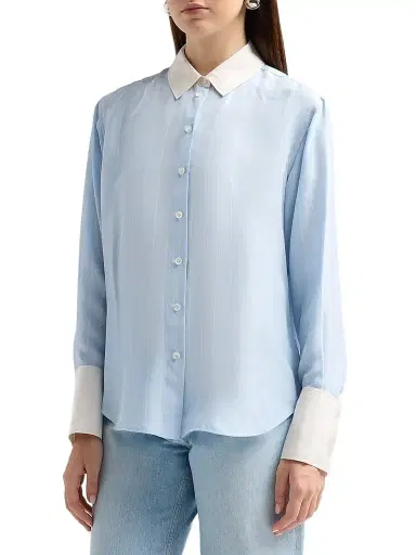 Frame Women's The Standard Striped Silk Shirt | Thumbnail 4 Frame Women's The Standard Striped Silk Shirt | Thumbnail 4