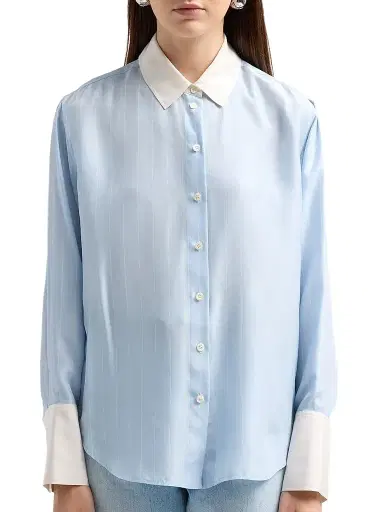 Frame Women's The Standard Striped Silk Shirt | Thumbnail 5 Frame Women's The Standard Striped Silk Shirt | Thumbnail 5