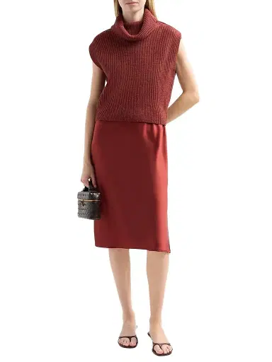 Design History Women's Jin Wool Sweater & Satin Midi Dress - Russet | Thumbnail 2 Design History Women's Jin Wool Sweater & Satin Midi Dress - Russet | Thumbnail 2