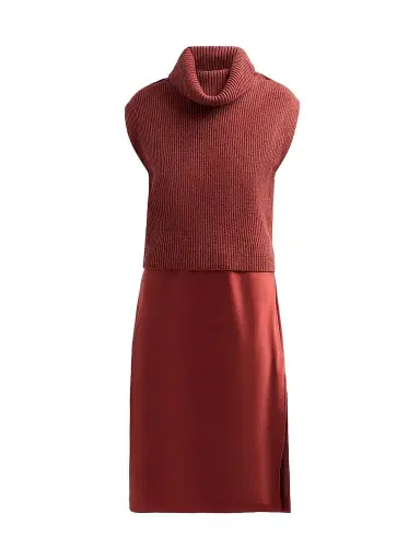 Design History Women's Jin Wool Sweater & Satin Midi Dress - Russet | Thumbnail 1 Design History Women's Jin Wool Sweater & Satin Midi Dress - Russet | Thumbnail 1
