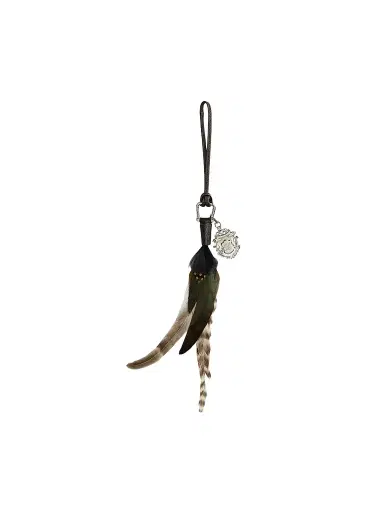 Ralph Lauren Collection Women's Leather & Feather Bag Charm - Brown Multi | Thumbnail 3 Ralph Lauren Collection Women's Leather & Feather Bag Charm - Brown Multi | Thumbnail 3