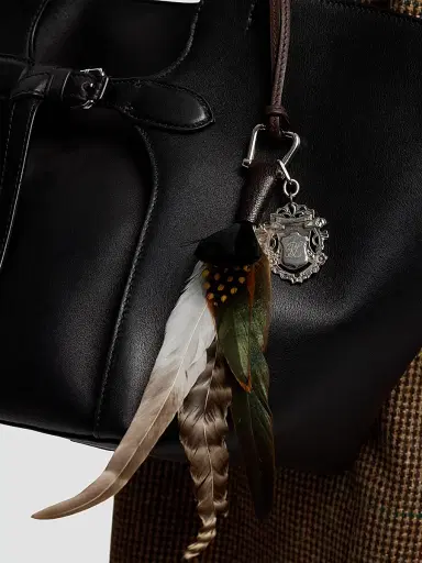 Ralph Lauren Collection Women's Leather & Feather Bag Charm - Brown Multi | Thumbnail 4 Ralph Lauren Collection Women's Leather & Feather Bag Charm - Brown Multi | Thumbnail 4