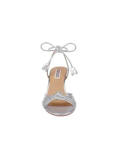 BADGLEY MISCHKA Women's Yelena 65MM Leather Wrap Sandals - Silver Metallic | Thumbnail 5 BADGLEY MISCHKA Women's Yelena 65MM Leather Wrap Sandals - Silver Metallic | Thumbnail 5