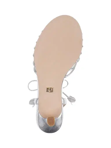 BADGLEY MISCHKA Women's Yelena 65MM Leather Wrap Sandals - Silver Metallic | Thumbnail 6 BADGLEY MISCHKA Women's Yelena 65MM Leather Wrap Sandals - Silver Metallic | Thumbnail 6