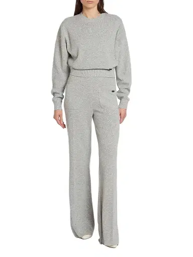 Victoria Beckham Women's Wool-Blend Crewneck Sweater - Mid Grey Marl | Thumbnail 2 Victoria Beckham Women's Wool-Blend Crewneck Sweater - Mid Grey Marl | Thumbnail 2