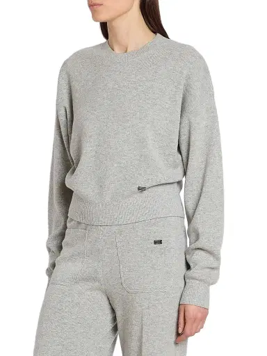 Victoria Beckham Women's Wool-Blend Crewneck Sweater - Mid Grey Marl | Thumbnail 4 Victoria Beckham Women's Wool-Blend Crewneck Sweater - Mid Grey Marl | Thumbnail 4
