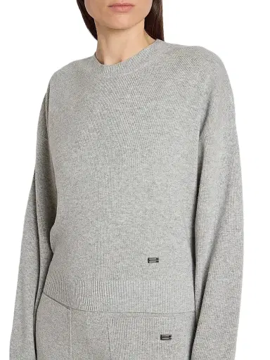 Victoria Beckham Women's Wool-Blend Crewneck Sweater - Mid Grey Marl | Thumbnail 5 Victoria Beckham Women's Wool-Blend Crewneck Sweater - Mid Grey Marl | Thumbnail 5