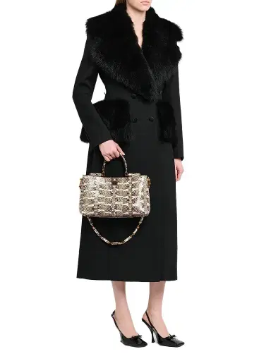 Dolce & Gabbana Women's Vittoria Snakeskin Embossed Leather Handbag - Bianco Perla | Thumbnail 5 Dolce & Gabbana Women's Vittoria Snakeskin Embossed Leather Handbag - Bianco Perla | Thumbnail 5