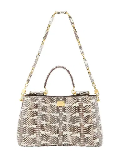 Dolce & Gabbana Women's Vittoria Snakeskin Embossed Leather Handbag - Bianco Perla | Thumbnail 6 Dolce & Gabbana Women's Vittoria Snakeskin Embossed Leather Handbag - Bianco Perla | Thumbnail 6