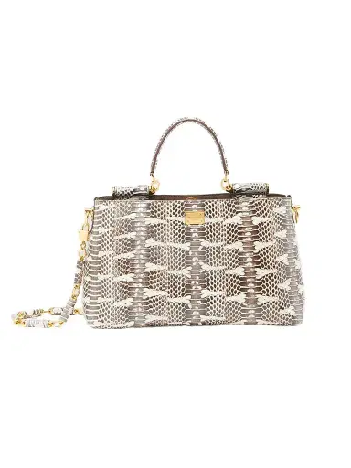 Dolce & Gabbana Women's Vittoria Snakeskin Embossed Leather Handbag - Bianco Perla | Thumbnail 1 Dolce & Gabbana Women's Vittoria Snakeskin Embossed Leather Handbag - Bianco Perla | Thumbnail 1