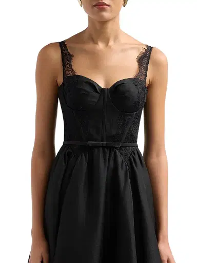 Zimmermann Women's Valiant Linen-Silk Lace-Trim Midi Dress - Black | Thumbnail 5 Zimmermann Women's Valiant Linen-Silk Lace-Trim Midi Dress - Black | Thumbnail 5