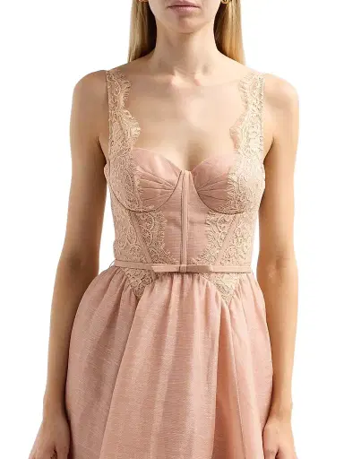 Zimmermann Women's Valiant Linen-Silk Lace-Trim Midi Dress - Light Pink | Thumbnail 5 Zimmermann Women's Valiant Linen-Silk Lace-Trim Midi Dress - Light Pink | Thumbnail 5