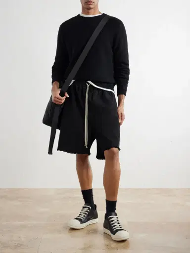 DRKSHDW by Rick Owens Straight-Leg Frayed Cotton-Canvas Shorts - Men | Thumbnail 2 DRKSHDW by Rick Owens Straight-Leg Frayed Cotton-Canvas Shorts - Men | Thumbnail 2