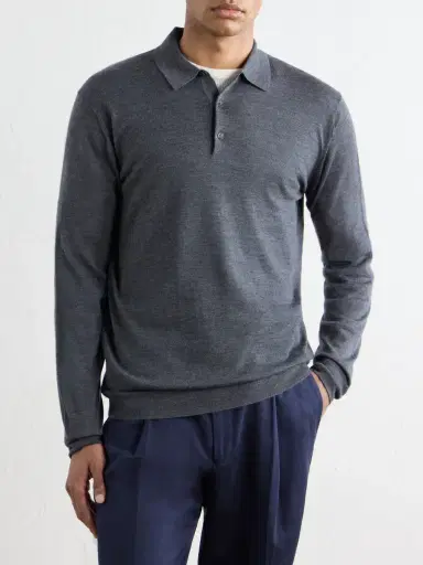 Altea Wool, Silk and Cashmere-Blend Polo Sweater - Men | Thumbnail 3 Altea Wool, Silk and Cashmere-Blend Polo Sweater - Men | Thumbnail 3