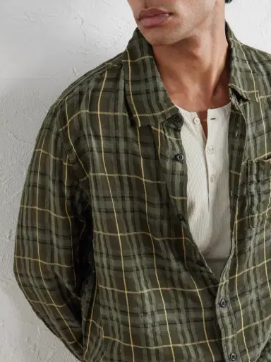 Corridor Crinkled Checked Cotton-Blend Shirt - Men | Thumbnail 5 Corridor Crinkled Checked Cotton-Blend Shirt - Men | Thumbnail 5
