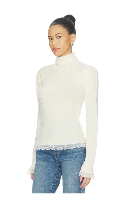 Ganni Merino Turtleneck With Lace Details Sweater | Thumbnail 2 Ganni Merino Turtleneck With Lace Details Sweater | Thumbnail 2