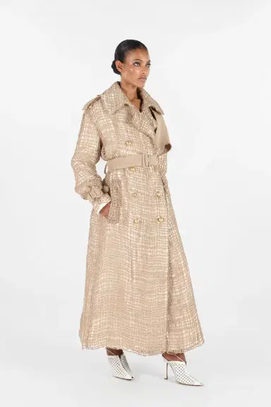 Roberto Cavalli Grid Trench Coat with belt | Thumbnail 2 Roberto Cavalli Grid Trench Coat with belt | Thumbnail 2