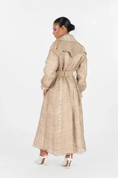 Roberto Cavalli Grid Trench Coat with belt | Thumbnail 3 Roberto Cavalli Grid Trench Coat with belt | Thumbnail 3