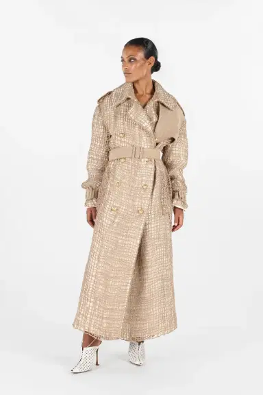Roberto Cavalli Grid Trench Coat with belt | Thumbnail 7 Roberto Cavalli Grid Trench Coat with belt | Thumbnail 7