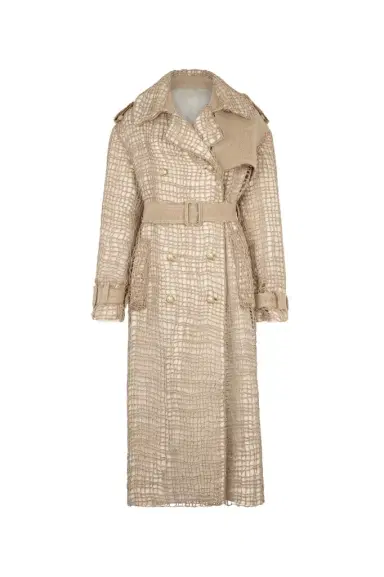 Roberto Cavalli Grid Trench Coat with belt | Thumbnail 1 Roberto Cavalli Grid Trench Coat with belt | Thumbnail 1