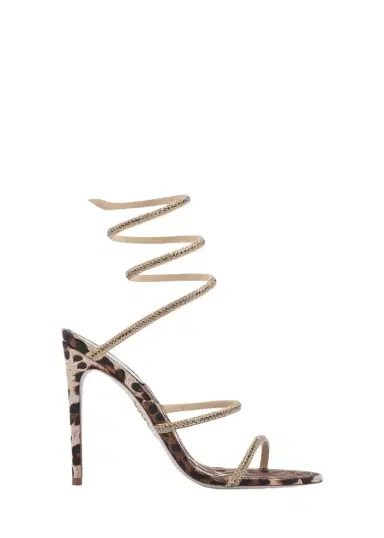 René Caovilla Cleo Animalier 105MM Satin Sandals | Thumbnail 1 René Caovilla Cleo Animalier 105MM Satin Sandals | Thumbnail 1