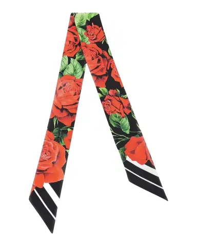 Dolce & Gabbana Rose-Printed Silk Headscarf | Thumbnail 1 Dolce & Gabbana Rose-Printed Silk Headscarf | Thumbnail 1