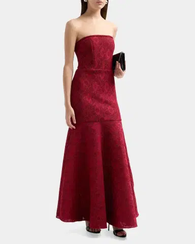 BLACK HALO Kristy Strapless Lace Jacquard Trumpet Gown | Thumbnail 5 BLACK HALO Kristy Strapless Lace Jacquard Trumpet Gown | Thumbnail 5