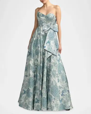 Mac Duggal Floral Brocade Strapless Gown | Thumbnail 2 Mac Duggal Floral Brocade Strapless Gown | Thumbnail 2